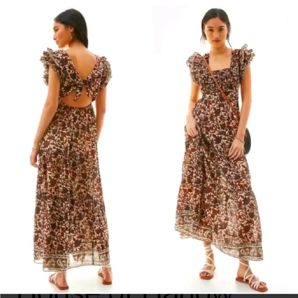 House of Harlow 1960 Open Tie Back Maxi Dress Boho Size Large